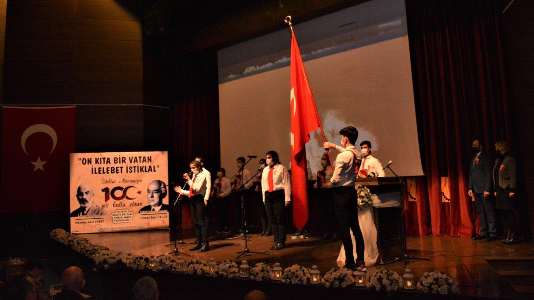 12 Mart İstiklal Marşı'nın Kabulünün 100. Yıldönümü ve Mehmet Akif Ersoy'u Anma Programı Vali Funda Kocabıyık'ın katılımıyla gerçekleştirildi.