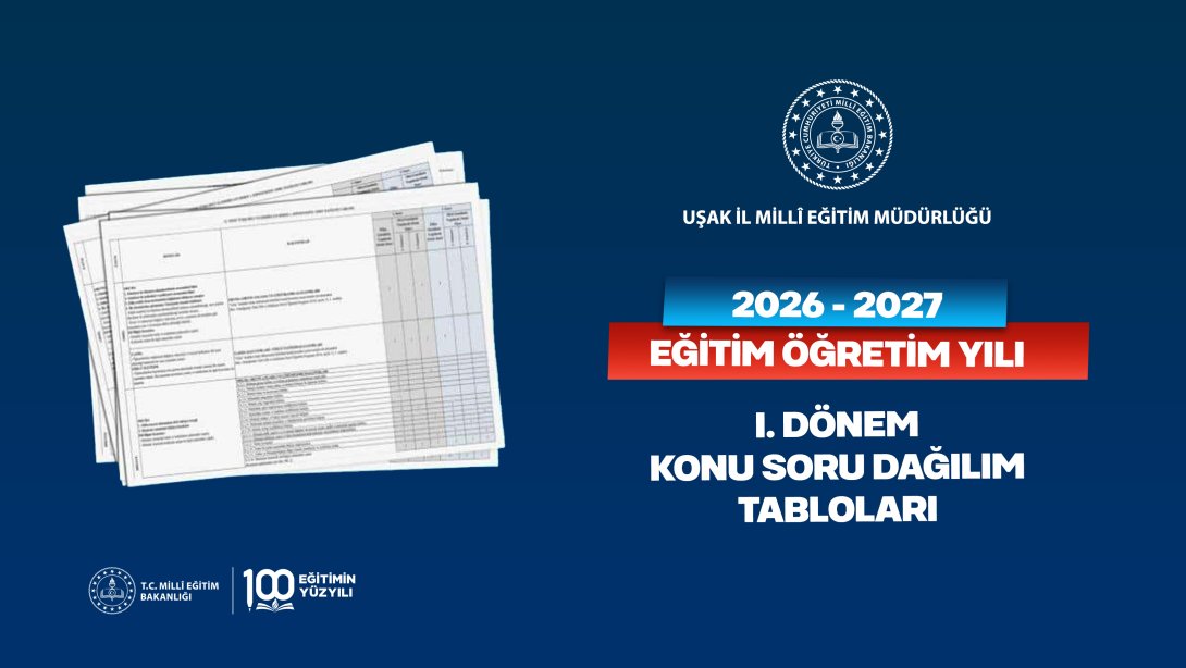 2026-2027 Eğitim Öğretim Yılı I. Dönem Konu Soru Dağılım Tabloları